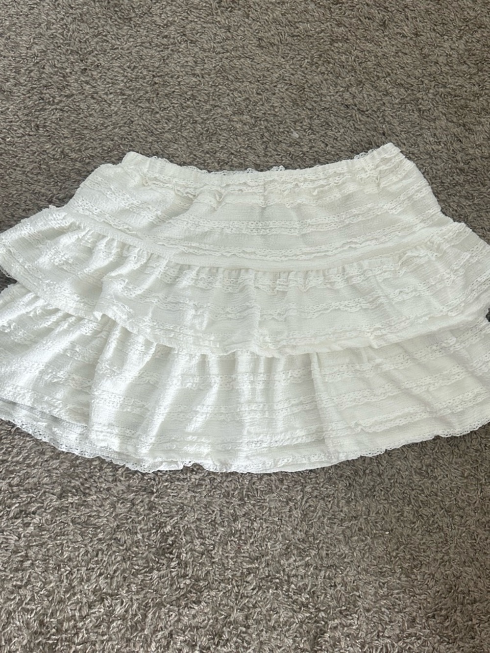Madden Girl White Tiered Lace Skater Mini Skirt